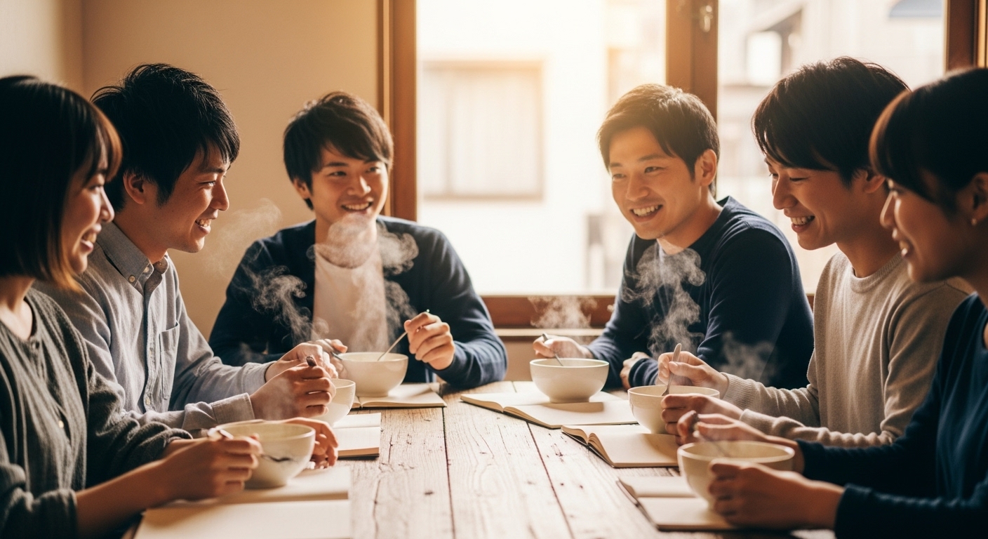 スープを囲む人々